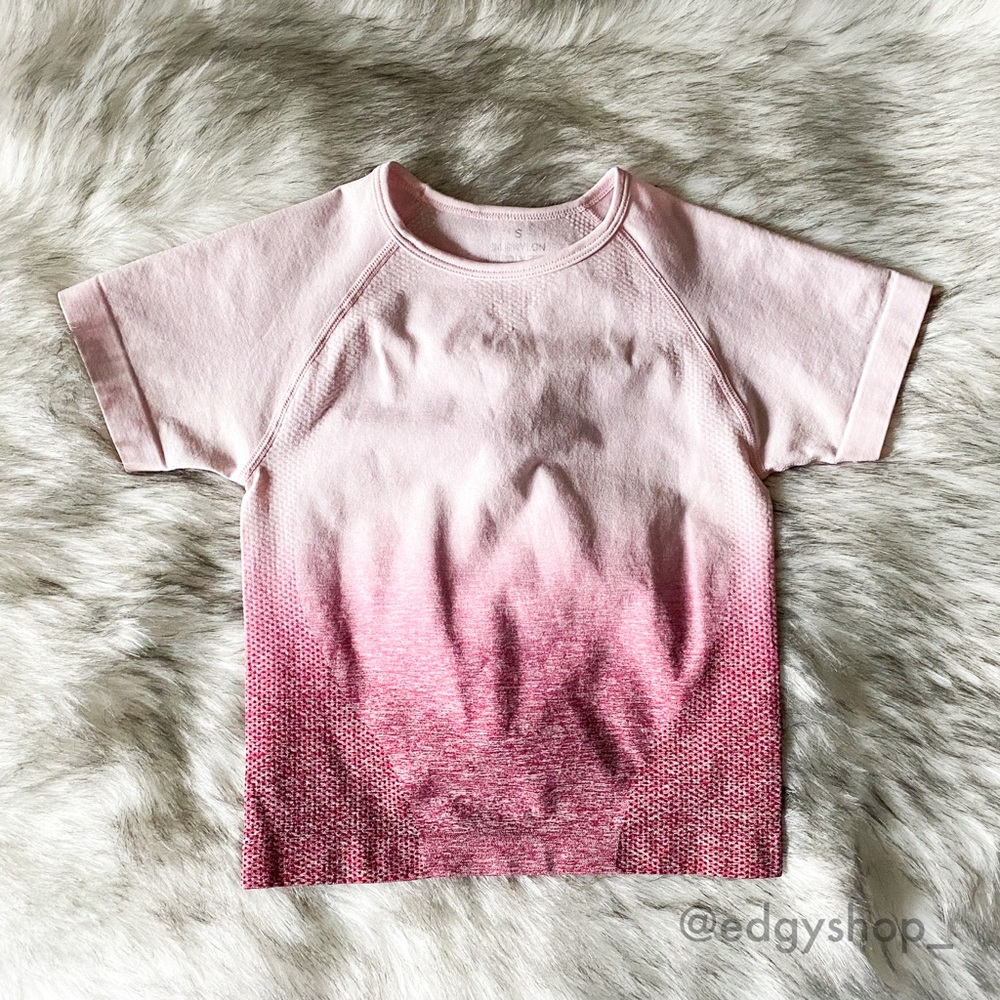 Ombré Seamless Crop Top Short Sleeve Athletic - Picture 1 of 4